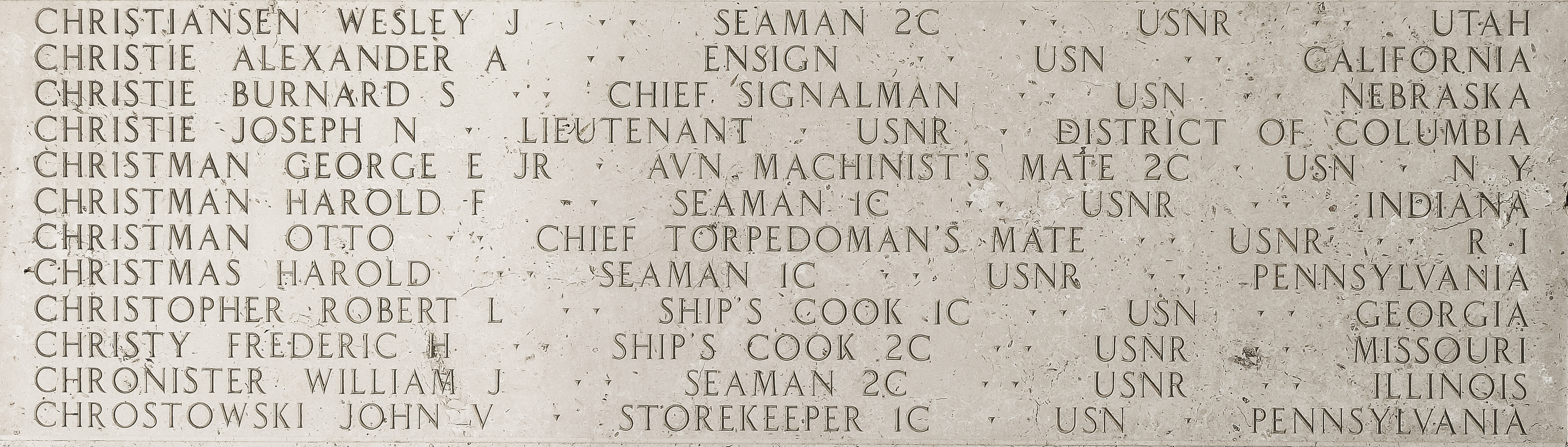 Burnard S. Christie, Chief Signalman